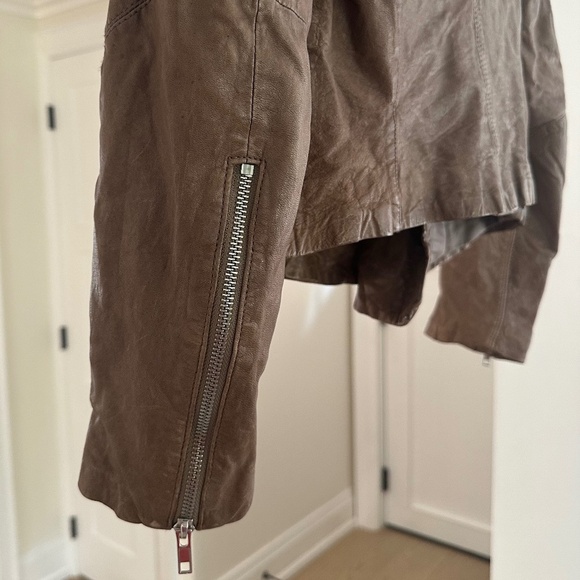 LINE Light Brown Textured Lambskin Motorcycle Jacket - Size L - Picture 7 of 12
